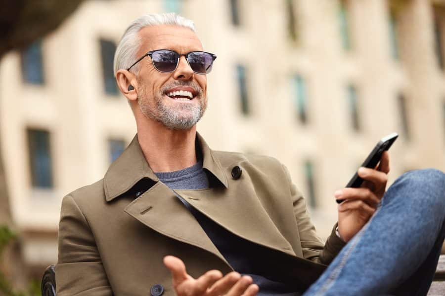 a man wears jabra enhance plus